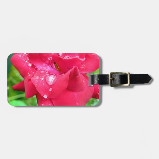 Droplets on Petals Luggage Tag Gepäckanhänger (Vorderseite horizontal)