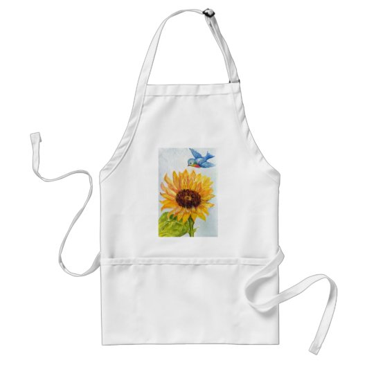 Drossel des Glückes mit Sonnenblume Schürze (Vorne)