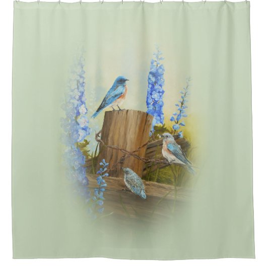 Drossel-Familie Duschvorhang (Vorderseite)