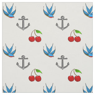 Drossel-Kirschanker-Muster die Fünfzigerjahre der Stoff