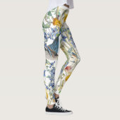 Drossel-Vögel mit Blumen ganz über Druck-Leggings Leggings (Rechts)