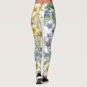 Drossel-Vögel mit Blumen ganz über Druck-Leggings Leggings (Rückseite)