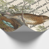 Drossel Vogel und Nest Französisches Skript Vintag Geschenkpapier (Ecke)