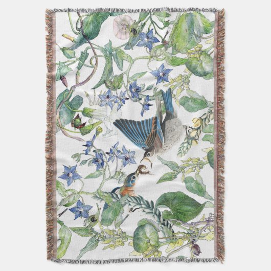 Drossel-Vogel-Winden-Blumenthrow-Decke Decke (Vorderseite Vertikal)