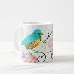 Drosselhydrangea-Blumengroßmutter-Zitat-Monogramm Kaffeetasse