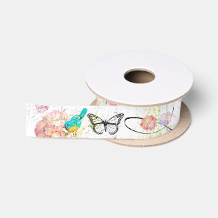 Drosseln mit rosa Hydrangea-mit Blumenmit Satinband