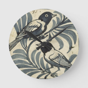 Drosseln (w/c auf Papier) Runde Wanduhr