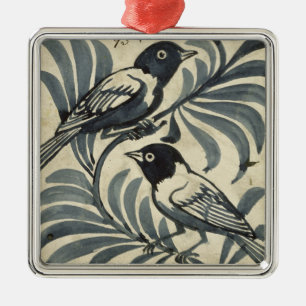 Drosseln (w/c auf Papier) Silbernes Ornament