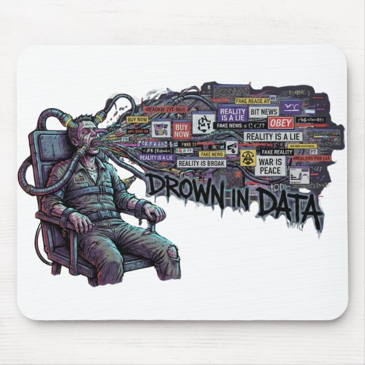 Drown In Data – Cyberpunk Anti-Media Brainwash Mousepad (Vorne)