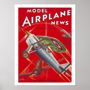 DRUCK 1936 FLUGZEUG MAGAZIN COVER ILLUSTRATION POSTER
