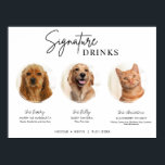 Druck 3 Haustiere Unterschrift Getränke Unterschri Poster<br><div class="desc">Bringen Sie Ihre Pelzbabys in Ihre Hochzeit mit diesem niedlichen, editierbaren Begleitheitssignaturzeichen, das einen Rahmen für den Kreis bietet, um das Foto Ihres Tieres zusammen mit Ihrem charakteristischen Hochzeitsgetränk und Ihrem Rezept zu präsentieren. Druckbare Hochzeitsschilder sind die perfekte Möglichkeit, Ihre Hochzeitsschilder auf der Zuhause zu drucken. Laden Sie sich einfach...</div>