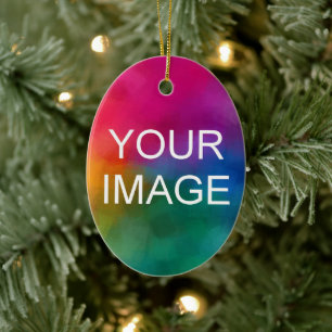 Druck an der Vorderseite Lade dein Foto-Logo in de Keramik Ornament