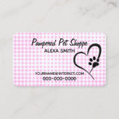 Druck auf Gingham Pet Grooming Visitenkarte (Vorderseite)