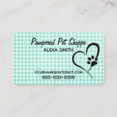 Druck auf Gingham Pet Grooming Visitenkarte (Vorderseite)