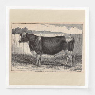 Druck aus dem 19. Jahrhundert Holstein Bulle Serviette