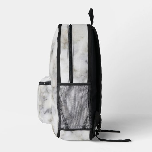 Druck aus weißem und grauem Marmor | Monogramm Bedruckter Rucksack (Rechts)