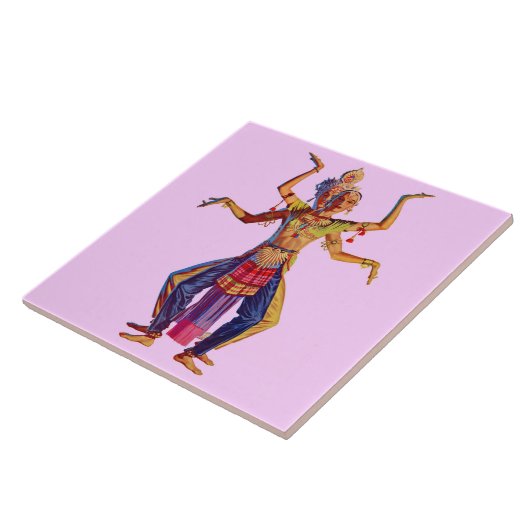 Druck balinesischer Tänzer Fliese (Seite)