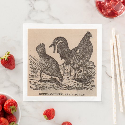 Druck Bucks Landkreis Hühner aus dem 19. Jahrhunde Serviette (Beispiel)