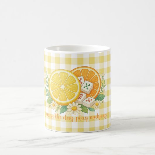 Drück den Tag Citrus Gingham Mahjong Kaffeetasse (Mittel)