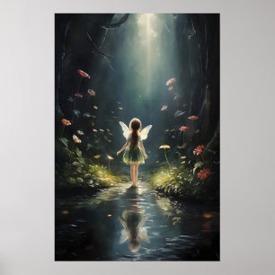 Druck der Feenblume des dunklen Waldes, Cottagecor Poster