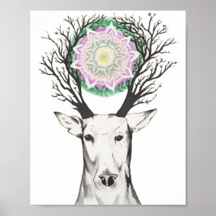 Druck der Frühlings-Rotwild-Mandala-8x10 Poster