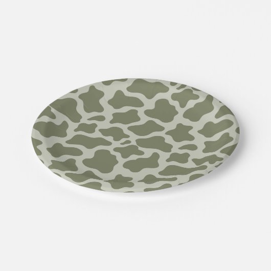 Druck der grünen Kuh Pappteller (Schrägansicht)