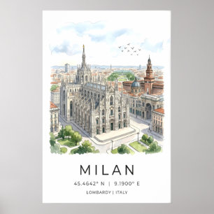 Druck der Kathedrale von Mailand Schwarz-Weiß Poster