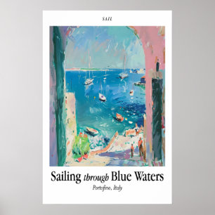 Druck der Küste von Portofino Italien Mittelmeerha Poster