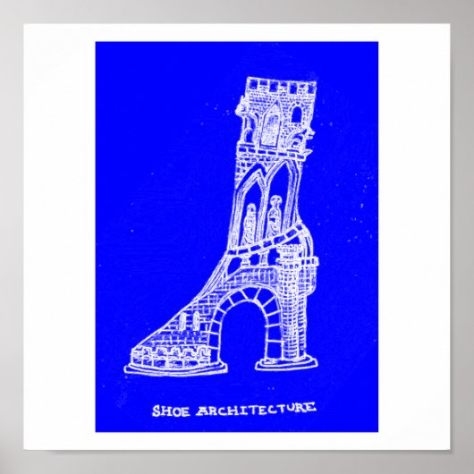 Druck der Schuharchitektur (Blueprint Style) Poster (Vorne)