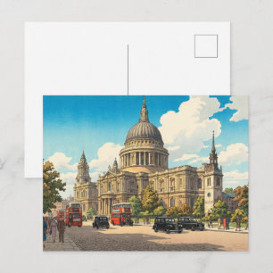 Druck der St. Pauls-Kathedrale im japanischen Holz Postkarte