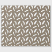 Druck der weißen Feder auf Taupe Geschenkpapier (Flach)