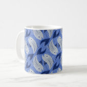 Druck des Fischblocks - blau Kaffeetasse (Vorderseite Links)