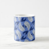 Druck des Fischblocks - blau Kaffeetasse (Mittel)