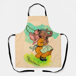 Druck des gekleideten Elefanten-Springseils in den Schürze