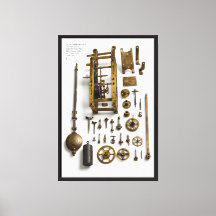 Druck des Pendeluhrenmechanismus von Galileo
