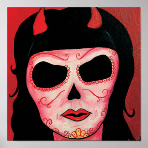Druck Dia de Los Muertos Skeletons Satan Poster