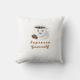 Drück dich aus – Lustiger lächelnder Kaffee-Tee Kissen