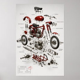 Druck einer technischen Explosionszeichnung eines Poster