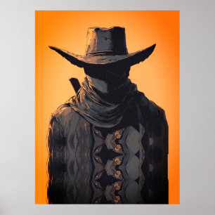Druck eines Kunstdruckes eines dunklen Cowboys als Poster