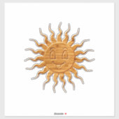 Druck eines lächelnden Sonnengesichts aus Holz Aufkleber (Blatt)