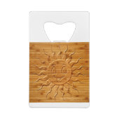 Druck eines lächelnden Sonnengesichts aus Holz Geldbeutel Flaschenöffner (Rückseite)