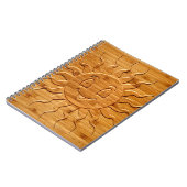 Druck eines lächelnden Sonnengesichts aus Holz Notizblock (Linke Seite)