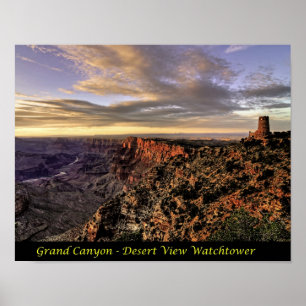 Druck - Grand Canyon - Wüsten-Ansicht-Wachturm Poster