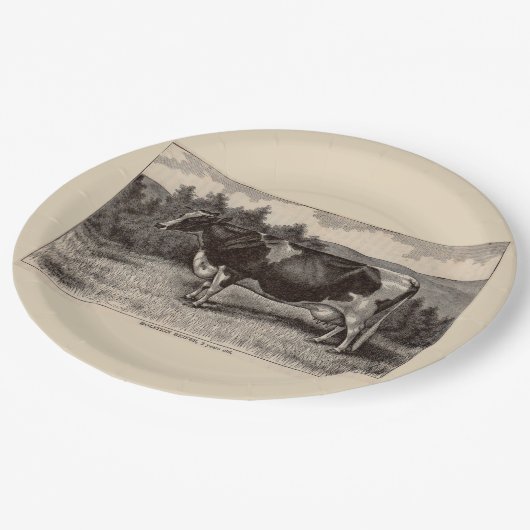 Druck Holstein heifer aus dem 19. Jahrhundert Pappteller (Schrägansicht)