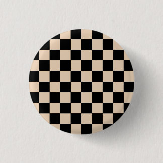 Druck im Cream & Black Karo-Muster Button