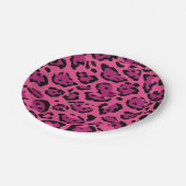 Druck in rosa Leoparden Pappteller (Schrägansicht)
