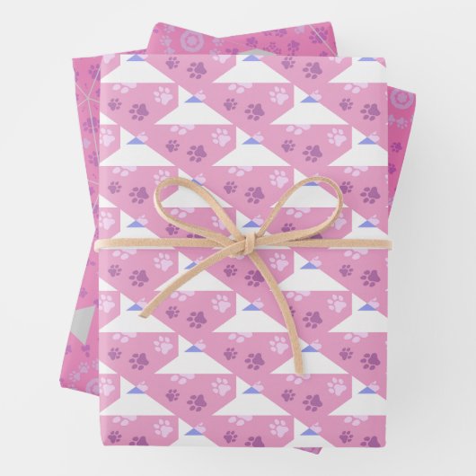 Druck in Rosa, Magenta und Weiß Geschenkpapier Set (Beispiel)