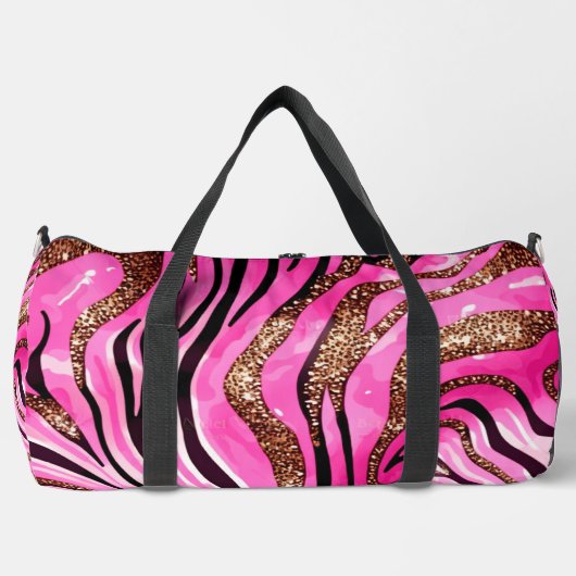 Druck in Rosa und Gold Duffle Bag (Vorderseite)