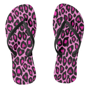 Druck in Rosa und schwarzem Leopard Badesandalen