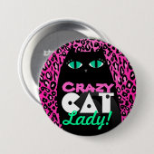 Druck-Knopf-Button "verrückte Katzen-Damen-" rosa Button (Vorne & Hinten)